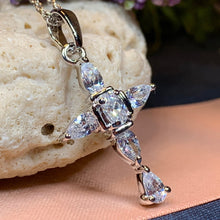Load image into Gallery viewer, Celtic Cross Necklace, Diamond Cross Pendant, Irish Cross, First Communion Gift, Religious Jewelry, Bridal Cross Necklace, Wife Gift