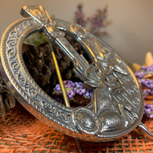 Load image into Gallery viewer, Celtic Stag Brooch, Celtic Knot Pin, Irish Jewelry, Scotland Jewelry, Anniversary Gift, Scottish Tartan Pin, Viking Jewelry, Norse Brooch