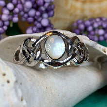 Load image into Gallery viewer, Celtic Knot Ring, Moonstone Ring, Promise Ring, Irish Jewelry, Celtic Ring, Anniversary Gift, Wiccan Jewelry, Boho Ring, Cocktail Ring