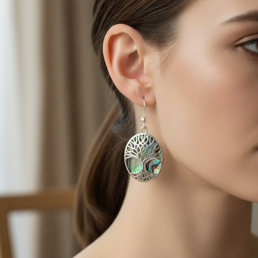 Tree of Life Earrings, Celtic Jewelry, Irish Jewelry, Norse Jewelry, Ireland Gift, Tree Jewelry, Abalone Shell Jewelry, Scotland Jewelry