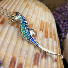 Load image into Gallery viewer, Seahorse Necklace, Beach Jewelry, Ocean Necklace, Enamel Pendant, Retirement Gift, Sea Jewelry, Nautical Jewelry, Ocean Lover Gift, Mom Gift