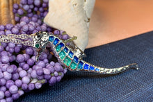 Load image into Gallery viewer, Seahorse Necklace, Beach Jewelry, Ocean Necklace, Enamel Pendant, Retirement Gift, Sea Jewelry, Nautical Jewelry, Ocean Lover Gift, Mom Gift