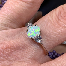 Load image into Gallery viewer, Opal Celtic Ring, Celtic Ring, Opal Engagement Ring, Diamond Promise Ring, Anniversary Gift, Cocktail Ring, Birthstone Ring, Wife Gift