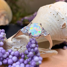 Load image into Gallery viewer, Opal Celtic Ring, Celtic Ring, Opal Engagement Ring, Diamond Promise Ring, Anniversary Gift, Cocktail Ring, Birthstone Ring, Wife Gift