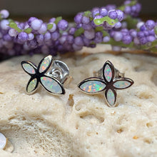 Load image into Gallery viewer, Cross Earrings, Opal Jewelry, Stud Earrings, First Communion Gift, Bridal Post Earrings, Confirmation Gift, Religious Gift, Cross Jewelry