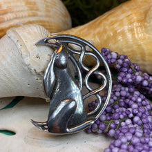 Load image into Gallery viewer, Rabbit Moon Pin, Celtic Brooch, Hare Brooch, Bunny Pin, Animal Jewelry, Celtic Moon Brooch, Wiccan Jewelry, Sister Gift, Wife Gift, Mom Gift