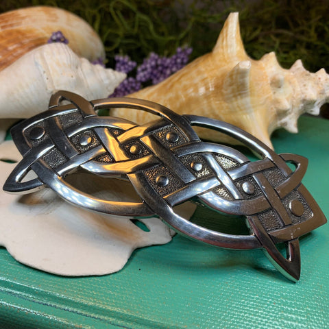 Load image into Gallery viewer, Celtic Knot Hair Clip, Celtic Barrette, Irish Jewelry, Pagan Jewelry, Friendship Gift, Wiccan Jewelry, Norse Jewelry, Animal Barrette