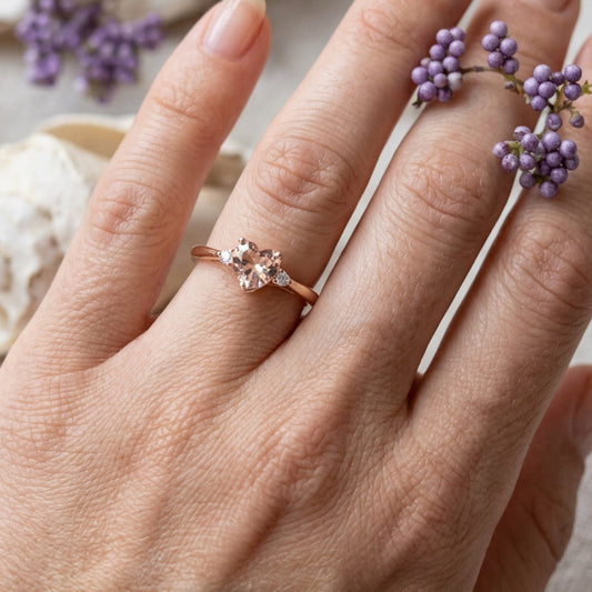 Pink Topaz Heart Ring — view 2