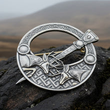 Load image into Gallery viewer, Celtic Stag Brooch, Celtic Knot Pin, Irish Jewelry, Scotland Jewelry, Anniversary Gift, Scottish Tartan Pin, Viking Jewelry, Norse Brooch