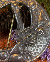 Load image into Gallery viewer, Celtic Stag Brooch, Celtic Knot Pin, Irish Jewelry, Scotland Jewelry, Anniversary Gift, Scottish Tartan Pin, Viking Jewelry, Norse Brooch