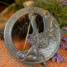 Load image into Gallery viewer, Celtic Stag Brooch, Celtic Knot Pin, Irish Jewelry, Scotland Jewelry, Anniversary Gift, Scottish Tartan Pin, Viking Jewelry, Norse Brooch