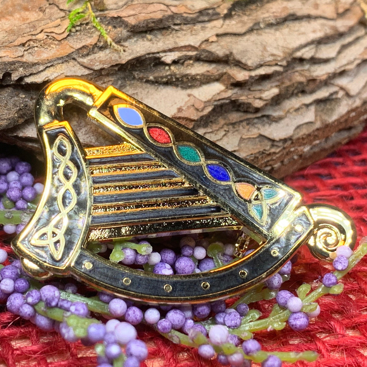 Celtic Harp Brooch Celtic Crystal Design Jewelry