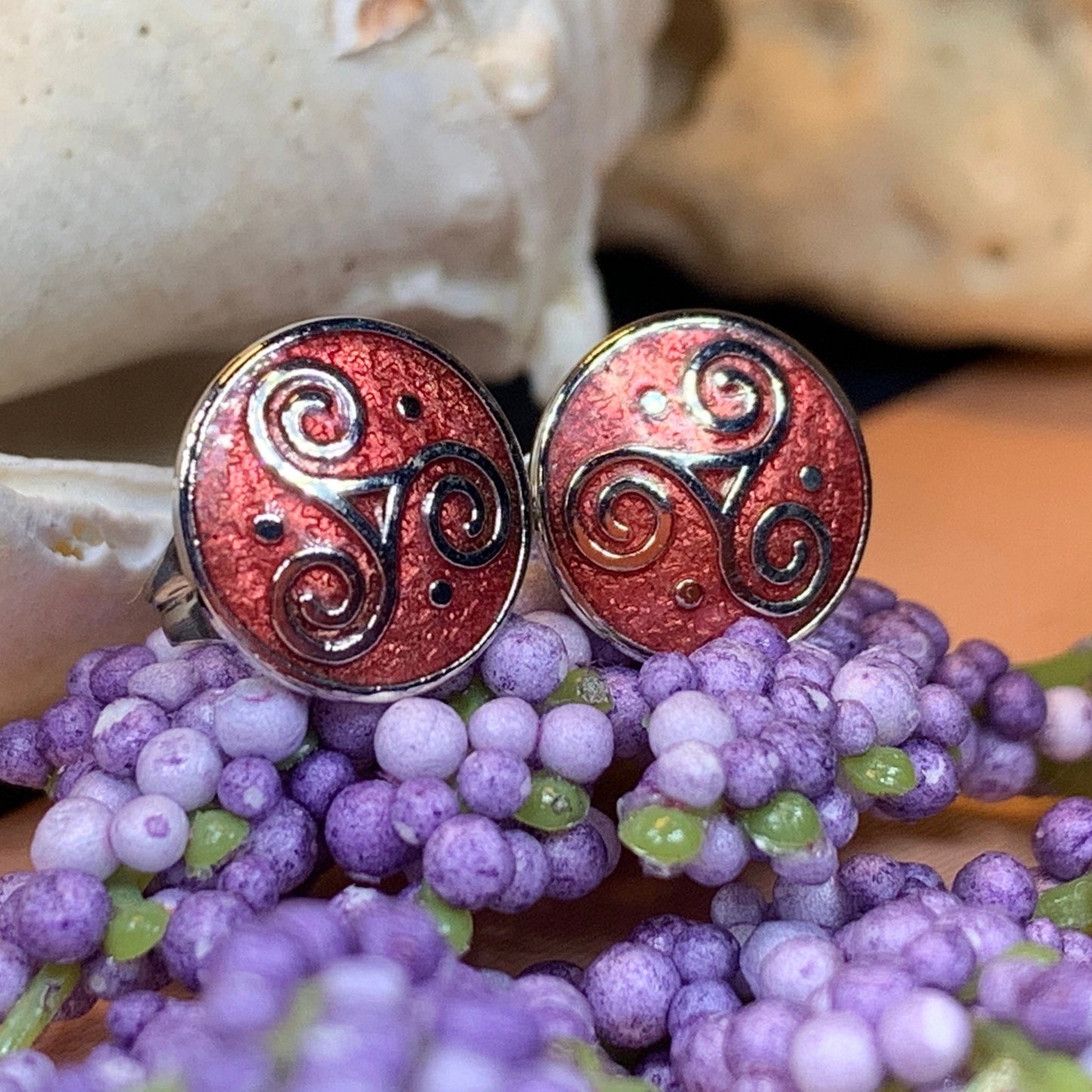Celtic Triskele Stud Earrings — view 7