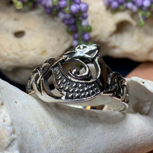 Load image into Gallery viewer, Celtic Dragon Ring, Celtic Ring, Norse Ring, Silver Boho Ring, Irish Ring, Irish Dance Gift, Anniversary Gift, Ireland Ring, Wiccan Ring