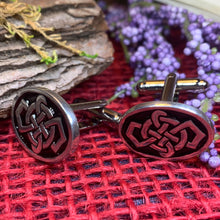 Load image into Gallery viewer, Celtic Knot Cuff Links, Scotland Jewelry, Celtic Jewelry, Men's Irish Jewelry, Bagpiper Gift, Groom Gift, Boyfriend Gift, Husband Gift