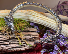 Load image into Gallery viewer, Celtic Wolf Bracelet, Celtic Jewelry, Irish Bangle Bracelet, Scotland Jewelry, Ireland Jewelry, Celtic Cuff, Viking Torc, Wolf Jewelry
