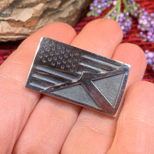 Load image into Gallery viewer, Scottish American Flag Pin, Scotland Flag Pin, American Flag Lapel Pin, Scotland Jewelry, Saltire Jewelry, Bagpiper Gift, Patriotic Gift