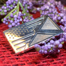 Load image into Gallery viewer, Scottish American Flag Pin, Scotland Flag Pin, American Flag Lapel Pin, Scotland Jewelry, Saltire Jewelry, Bagpiper Gift, Patriotic Gift