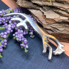 Load image into Gallery viewer, Celtic Horse Brooch, Uffington White Horse Pin, Horse Lover Gift, Animal Lover Gift, Nature Jewelry, Horseback Rider Gift, Equestrian Brooch