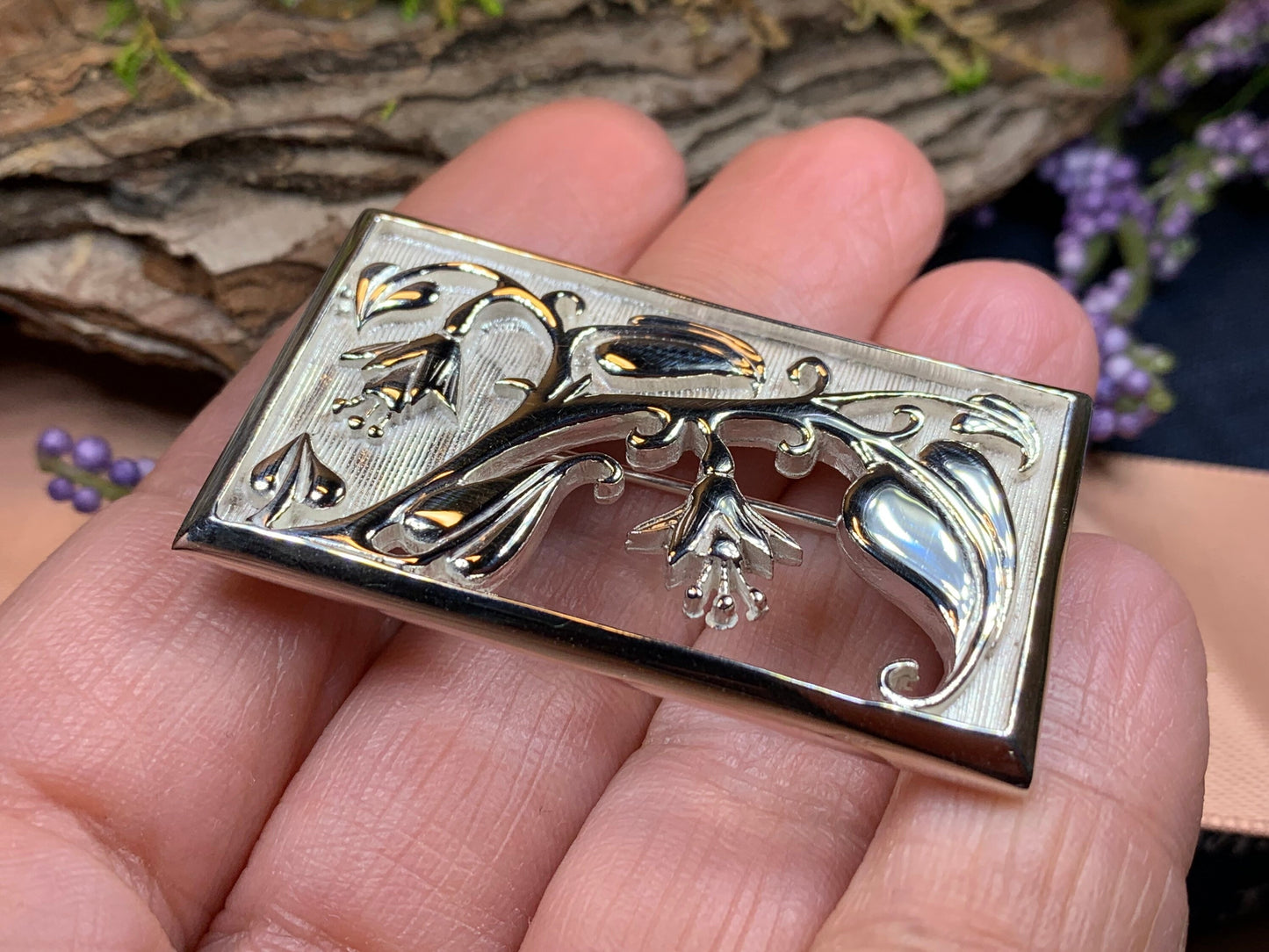 Scottish Highland Fields Bluebell Brooch - Handmade in Scotland — view 9
