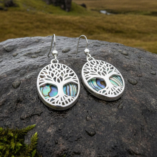 Tree of Life Earrings, Celtic Jewelry, Irish Jewelry, Norse Jewelry, Ireland Gift, Tree Jewelry, Abalone Shell Jewelry, Scotland Jewelry