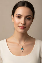 Load image into Gallery viewer, Music Necklace, Music Note Jewelry, Treble Clef Jewelry, Theater Jewelry, Orchestra Gift, Opal Jewelry, Music Teacher Gift, Chorus Gift