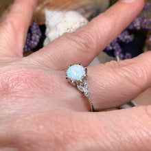 Load image into Gallery viewer, Opal Celtic Ring, Celtic Ring, Opal Engagement Ring, Diamond Promise Ring, Anniversary Gift, Cocktail Ring, Birthstone Ring, Wife Gift