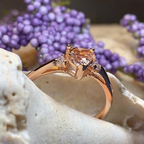Load image into Gallery viewer, Pink Topaz Heart Ring, Promise Ring, Engagement Ring, Heart Jewelry, Rose Gold Jewelry, Anniversary Gift, Bridal Jewelry, Wife Gift