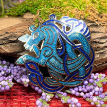 Load image into Gallery viewer, Celtic Horse Brooch, Horse Jewelry, Celtic Pin, Epona Pin, Ireland Gift, Celtic Brooch, Enamel Jewelry Gift, Celtic Pin, Pagan Brooch