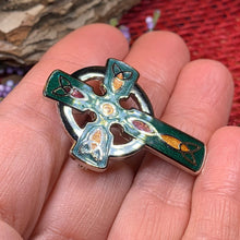 Load image into Gallery viewer, Celtic Cross Brooch, Irish Cross Pin, Celtic Brooch, First Communion Gift, Enamel Jewelry, Confirmation Cross Pin, Religious Jewelry