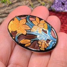 Load image into Gallery viewer, Daffodil Brooch, Welsh Jewelry, Wales Brooch, Scarf Pin, Coat Pin, Enamel Jewelry, Easter Jewelry, Walsh Flower Pin, Mom Gift, Lapel Pin