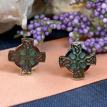 Load image into Gallery viewer, Celtic Cross Stud Earrings, Irish Jewelry, Celtic Jewelry, Cross Earrings, Irish Dancer Gift, Christian Jewelry, Scottish Post Earrings