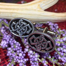 Load image into Gallery viewer, Celtic Knot Cuff Links, Scotland Jewelry, Celtic Jewelry, Men's Irish Jewelry, Bagpiper Gift, Groom Gift, Boyfriend Gift, Husband Gift