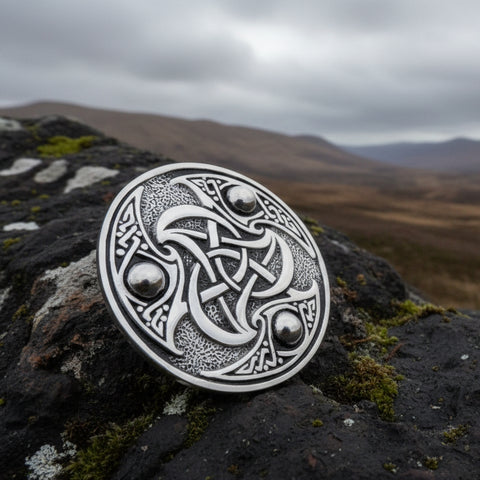 Load image into Gallery viewer, Celtic Knot Brooch, Celtic Pin, Triskele Jewelry, Sister Gift, Girlfriend Gift, Wife Gift, Ireland Pin, Scottish Pin, Triple Spiral Brooch