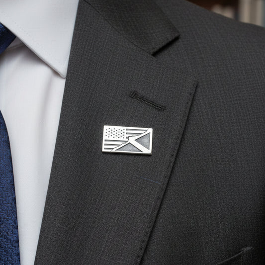 Scottish American Flag Pin, Scotland Flag Pin, American Flag Lapel Pin, Scotland Jewelry, Saltire Jewelry, Bagpiper Gift, Patriotic Gift
