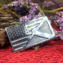Load image into Gallery viewer, Scottish American Flag Pin, Scotland Flag Pin, American Flag Lapel Pin, Scotland Jewelry, Saltire Jewelry, Bagpiper Gift, Patriotic Gift