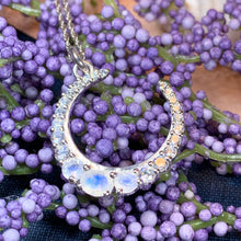 Load image into Gallery viewer, Moon Necklace, Moonstone Crescent Moon Pendant, Celestial Jewelry, Goddess Jewelry, Anniversary Gift, Moonstone Necklace, Mom Gift