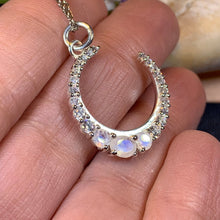 Load image into Gallery viewer, Moon Necklace, Moonstone Crescent Moon Pendant, Celestial Jewelry, Goddess Jewelry, Anniversary Gift, Moonstone Necklace, Mom Gift