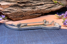 Load image into Gallery viewer, Celtic Horse Brooch, Uffington White Horse Pin, Horse Lover Gift, Animal Lover Gift, Nature Jewelry, Horseback Rider Gift, Equestrian Brooch