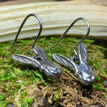 Load image into Gallery viewer, Rabbit Earrings, Nature Jewelry, Animal Jewelry, Hare Jewelry, Rabbit Dangle Earrings, Anniversary, Wife Gift, Friendship Gift, Runner Gift