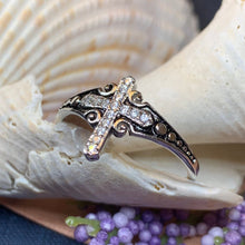 Load image into Gallery viewer, Cross Ring, Celtic Jewelry, Christian Jewelry, Diamond Cross Jewelry, Irish Ring, Confirmation Gift, Anniversary Gift, Religious Jewelry
