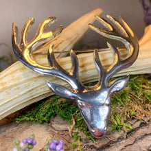 Load image into Gallery viewer, Stag Brooch, Scotland Jewelry, Stag Pin, Kilt Pin, Celtic Pin, Animal Jewelry, Scottish Brooch, Scotland Pin, Nature Jewelry, Tartan Pin