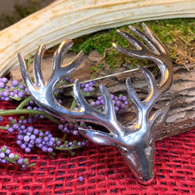 Load image into Gallery viewer, Stag Brooch, Scotland Jewelry, Stag Pin, Kilt Pin, Celtic Pin, Animal Jewelry, Scottish Brooch, Scotland Pin, Nature Jewelry, Tartan Pin