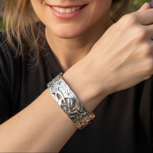 Celtic Wolf Cuff Bracelet, Celtic Jewelry, Bangle Bracelet, Scotland Jewelry, Ireland Jewelry, Wife Gift, Girlfriend Gift, Viking Jewelry