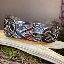 Load image into Gallery viewer, Celtic Wolf Cuff Bracelet, Celtic Jewelry, Bangle Bracelet, Scotland Jewelry, Ireland Jewelry, Wife Gift, Girlfriend Gift, Viking Jewelry