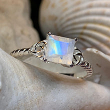 Load image into Gallery viewer, Moonstone Ring, Promise Ring, Engagement Ring, Commitment Ring, Anniversary Gift, Trinity Knot Ring, Cocktail Ring, Wife Gift, Mom Gift
