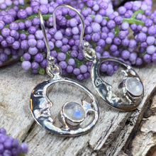 Load image into Gallery viewer, Moon Earrings, Celtic Jewelry, Celestial Jewelry, Moonstone Jewelry, Full Moon Jewelry, Moon Jewelry, Anniversary Gift, Friendship Gift