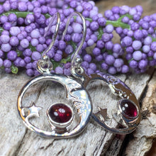 Load image into Gallery viewer, Moon Earrings, Celtic Jewelry, Celestial Jewelry, Moonstone Jewelry, Full Moon Jewelry, Moon Jewelry, Anniversary Gift, Friendship Gift