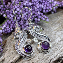 Load image into Gallery viewer, Seahorse Earrings, Sea Life Earrings, Nautical Jewelry, Mom Gift, Anniversary Gift, Beach Jewelry, Wife Gift, Dangle Earrings, Ocean Jewelry