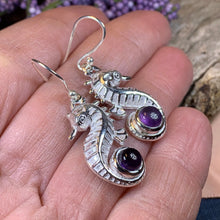 Load image into Gallery viewer, Seahorse Earrings, Sea Life Earrings, Nautical Jewelry, Mom Gift, Anniversary Gift, Beach Jewelry, Wife Gift, Dangle Earrings, Ocean Jewelry
